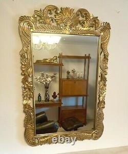 Large Vintage Chinese Furniture Wood Carved Wooden Gold Mirrors 23 x 36 ins