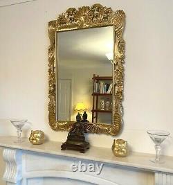 Large Vintage Chinese Furniture Wood Carved Wooden Gold Mirrors 23 x 36 ins