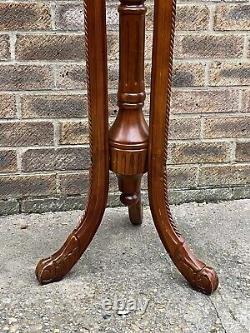 Large Vintage Empire Floral Plant Stand Wood Jardiniere Pedestal Chinoiserie