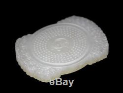 Large Vintage Highly Carved Chinese Hetian White Jade Hanging Plaque Pendant