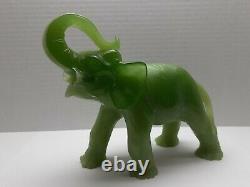 Large Vintage Jade Green Elephant Statue
