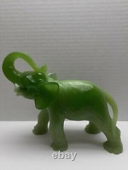 Large Vintage Jade Green Elephant Statue