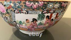 Large Vintage antique oriental chinese famille Rose 10 bowl