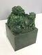 Large Well Carved Chinese Green Spinach Jade Seal M2430