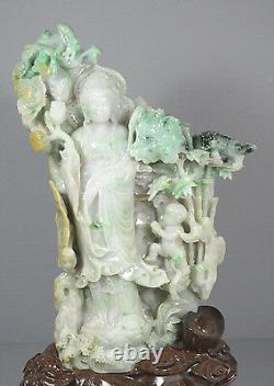 Large Well Carved Chinese Jadeite Kwan-Yin