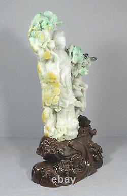Large Well Carved Chinese Jadeite Kwan-Yin