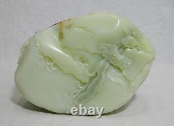 Large Well Hand Carved Chinese He-Tian White Jade Brush Washer