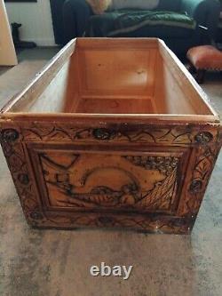 Large Wooden Antique Carved Chinese Camphor Blanket Box / Chest /Ottoman