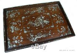 Large Wooden Opium Tray with Mother of Pearls inlays