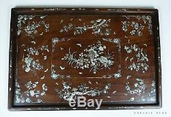 Large Wooden Opium Tray with Mother of Pearls inlays