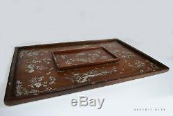 Large Wooden Opium Tray with Mother of Pearls inlays