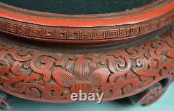 Large and Fine Chinese Cinnabar Ginger Jar on Stand