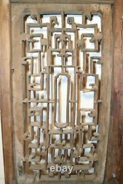 Large antique 18th century hand carved Chinese wooden wall panel sculpture art