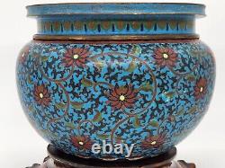 Large antique Chinese Bronze Cloisonné jardinière bowl 19th century