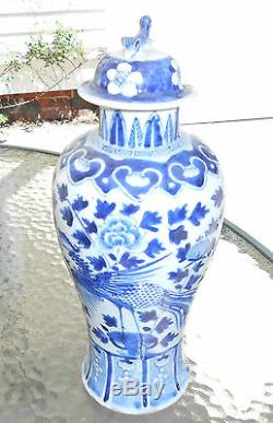 Large antique Chinese Ming dynasty design vase phoenix birds