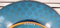 Large antique Chinese cloisonne charger plate with flowers & butterfly design