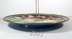 Large antique Chinese cloisonne charger plate with flowers & butterfly design