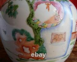 Large antique Chinese ginger jar pictures of ladies, a horse & scenery