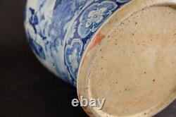 Large antique chinese porcelain temple jar with figures & horses Qing