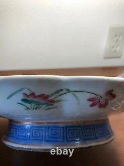Large authentic 19th C. Antique Chinese Porcelain Famille Rose Bowl Qing Dynasty