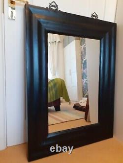 Large black Chinese antique Lacquered Framed Mirror With Brass Ornate fittings