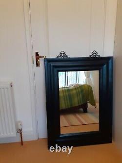 Large black Chinese antique Lacquered Framed Mirror With Brass Ornate fittings