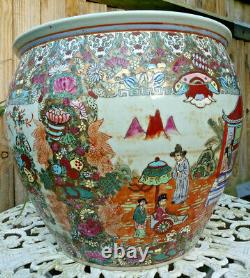 Large hand painted chinese ceramic fish bowl planter