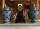 Large Pair Of Antique Chinese Blue And White Porcelain Qing Dynasty Jars Vases