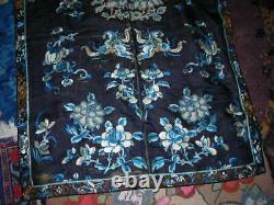 Lovely Large Antique 19th C. Chinese Silk Embroidery Textile 30x37