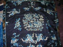 Lovely Large Antique 19th C. Chinese Silk Embroidery Textile 30x37