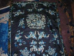 Lovely Large Antique 19th C. Chinese Silk Embroidery Textile 30x37