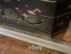 Magnificent Antique Large Chinese Sewing Jewellery Box Black Lacquer Shell Inlay