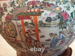 Matching Pair of Large Chinese Fish Bowls with Stands