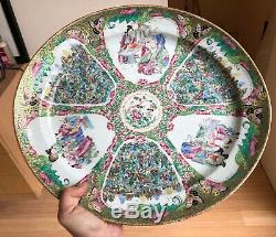 NICE! LARGE 19th CENTURY CHINESE ROSE MEDALLION HAND-PAINTED PORCELAIN PLATTER