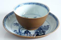 Nanking Cargo Large Tea Bowl & Saucer Batavian Bamboo & Chrysanthemum c. 1750