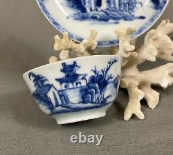 Nanking Cargo c1750 Chinese Shipwreck Large Pagoda Riverscape Bowl and Saucer