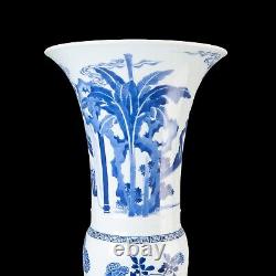 Nice large Chinese B&W beaker vase, figures, Kangxi, circa 1700