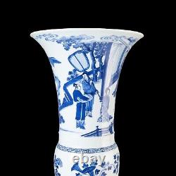 Nice large Chinese B&W beaker vase, figures, Kangxi, circa 1700