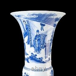 Nice large Chinese B&W beaker vase, figures, Kangxi, circa 1700