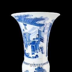 Nice large Chinese B&W beaker vase, figures, Kangxi, circa 1700