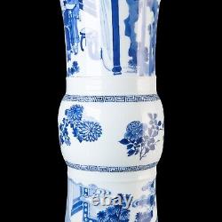 Nice large Chinese B&W beaker vase, figures, Kangxi, circa 1700