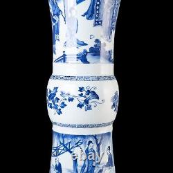 Nice large Chinese B&W beaker vase, figures, Kangxi, circa 1700