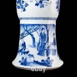 Nice large Chinese B&W beaker vase, figures, Kangxi, circa 1700