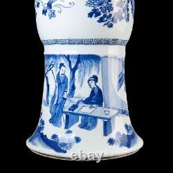 Nice large Chinese B&W beaker vase, figures, Kangxi, circa 1700