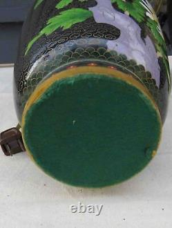 Noteworthy Pair of Large Antique Chinese Japanese Cloisonne Vase Lamps 20