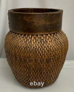 Old Chinese Large Woven Basket with Bentwood Rim 59971