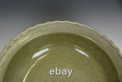 Old Chinese Longquan Celadon Glaze Large Dragon Porcelain Charger Plate