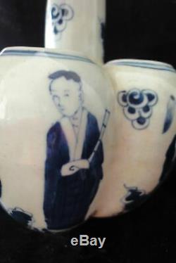 Old Large Chinese Blue and White Porcelain Lotus Vase Signed KangXi
