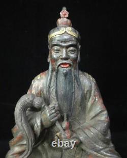 Old Large Chinese Gilt Bronze Lord Lao Zi TaiShangLaoJun Great Man Statue
