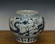 Old Large Chinese Ming Style Blue And White Dragon Porcelain Pot